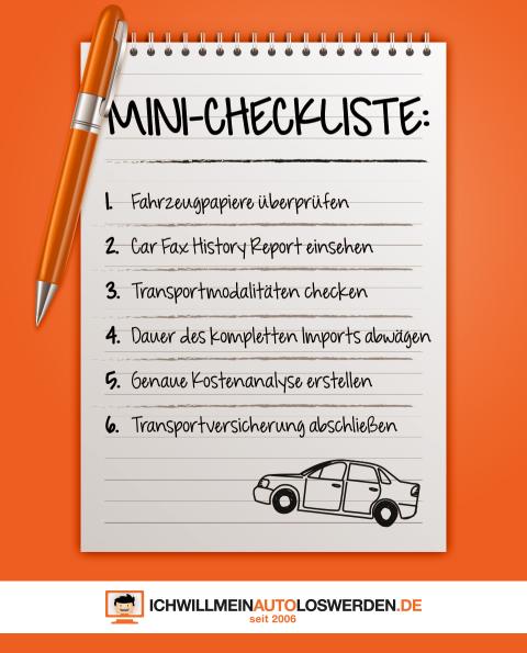 US-Auto-Import Checkliste